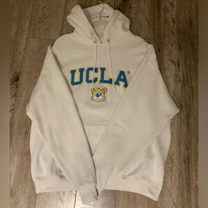 Y2k UCLA Champion Hoodie, Size: XL, Colour: White/Blue